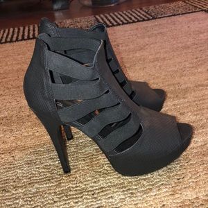 Black strapped heels